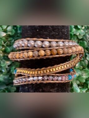 Boho Beaded Leather Wrap Bracelet